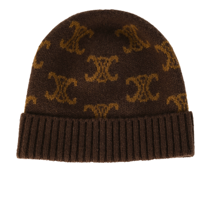 Celine Triomphe Beanie, &pound;190, Accessories, Brown, Cashmere, Front view
